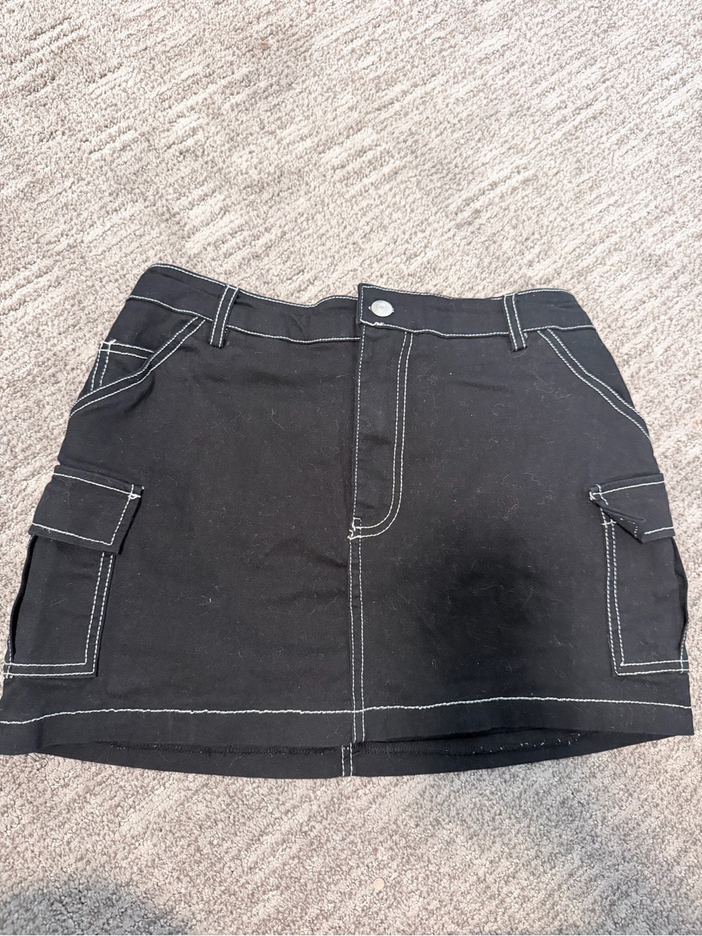 Rue21 Black Mini Cargo Skirt with Contrast Stitching